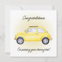 carte de félicitations de voiture jaune