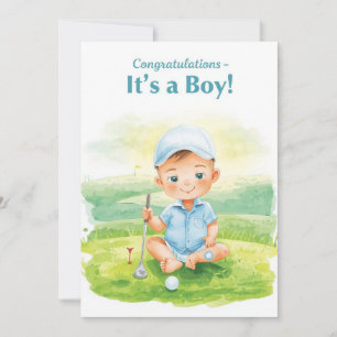 Carte de Félicitations Golf C'est un Garçon   Bébé