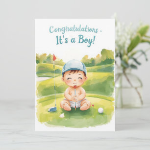Carte de Félicitations Golf C'est un Garçon   Bébé