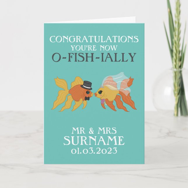 Carte de félicitations Mariage à thème de poisson (Devant)
