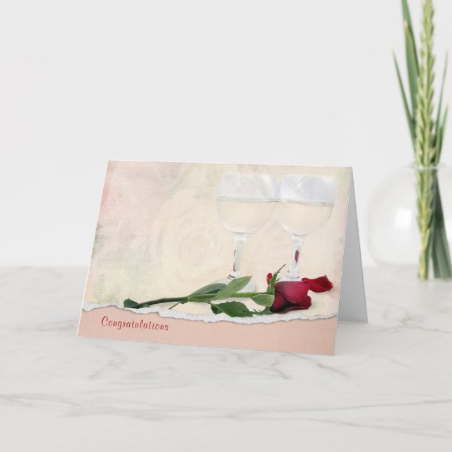 Carte de félicitations mariage et Rose (Devant)