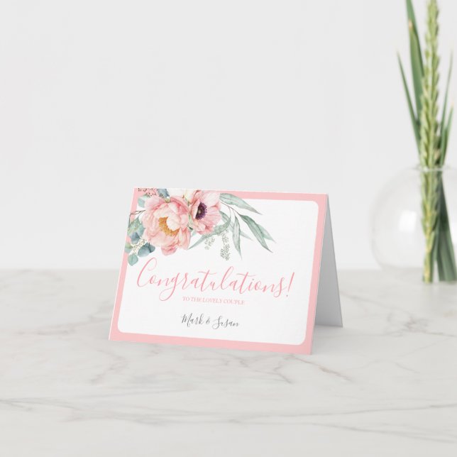 Carte de félicitations Mariage Eucalyptus Peonies (Devant)