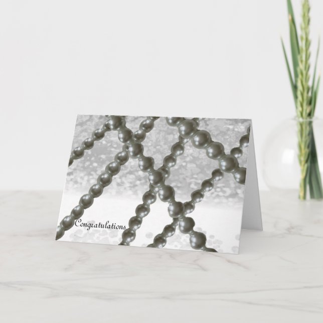 Carte de félicitations Mariage Pearl noir et blanc (Devant)