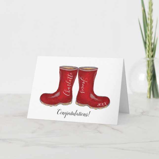 carte de félicitations mariage red welly boot (Devant)