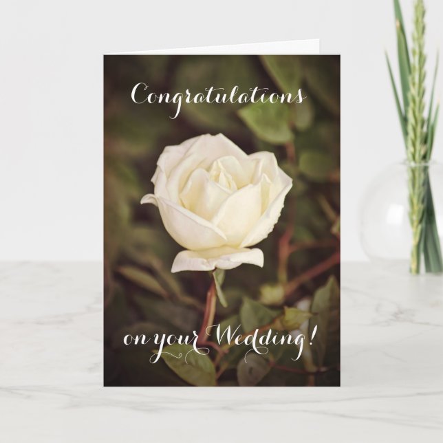 Carte de félicitations Mariage Rose blanche (Devant)