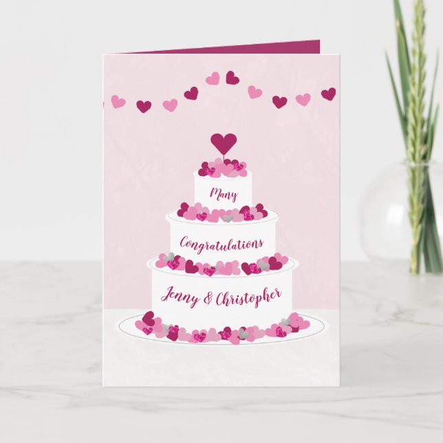 carte de félicitations mariage rose et violet (Devant)