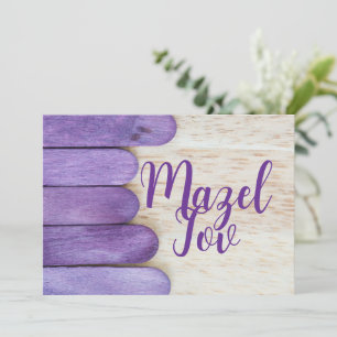 Carte de félicitations Mazel Tov, Bois beige viole