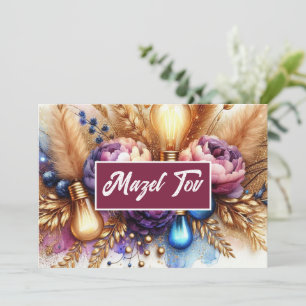 Carte de félicitations Mazel Tov, Lumières, Floral