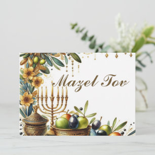Carte de félicitations Mazel Tov, Olives Menorah