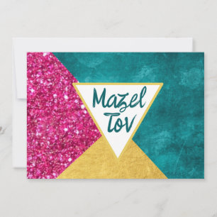Carte de félicitations Mazel Tov, paillettes roses