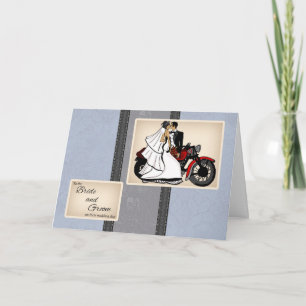 Carte de félicitations moto pour les mariés
