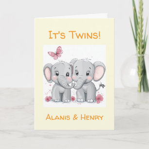 Carte de félicitations personnalisée, Unisex Twins