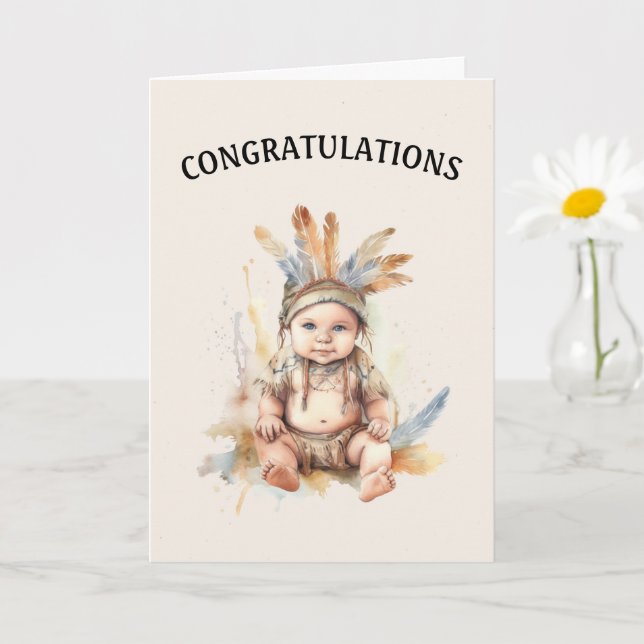 Carte de félicitations pour bébé amérindien (Petite plante)