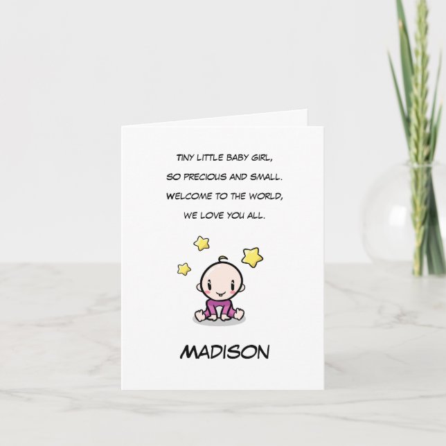 Carte de félicitations pour bébé avec le nom du bé (Devant)