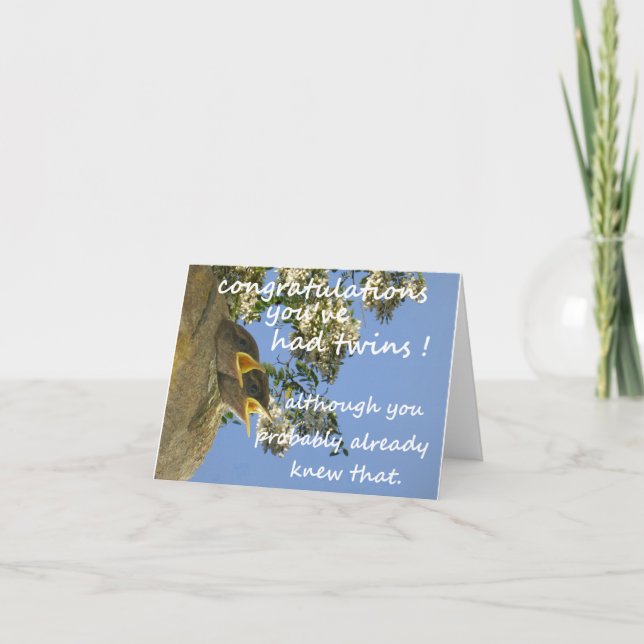 carte de félicitations pour bébé jumeau (Devant)