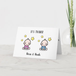 carte de félicitations pour bébé jumeau avec nom