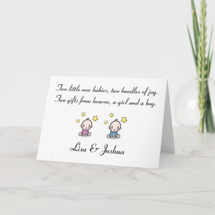 carte de félicitations pour bébé jumeau, jumeaux f