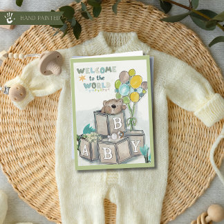 Carte de félicitations pour bébé ours Bienvenue da