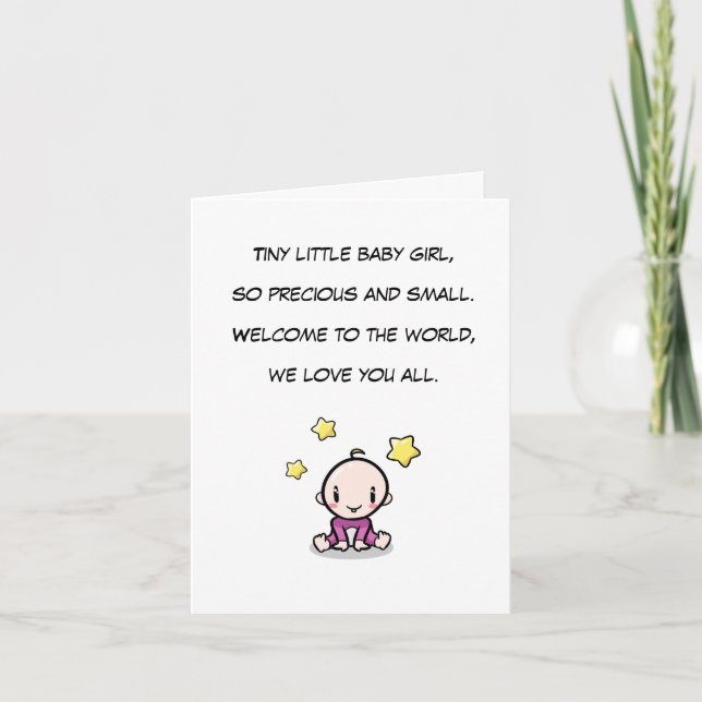 Carte de félicitations pour bébé, voeux pour fille (Devant)