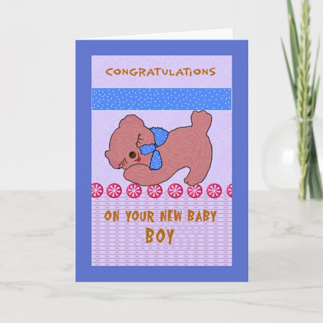 Carte de félicitations pour le nouveau bébé garçon (Devant)