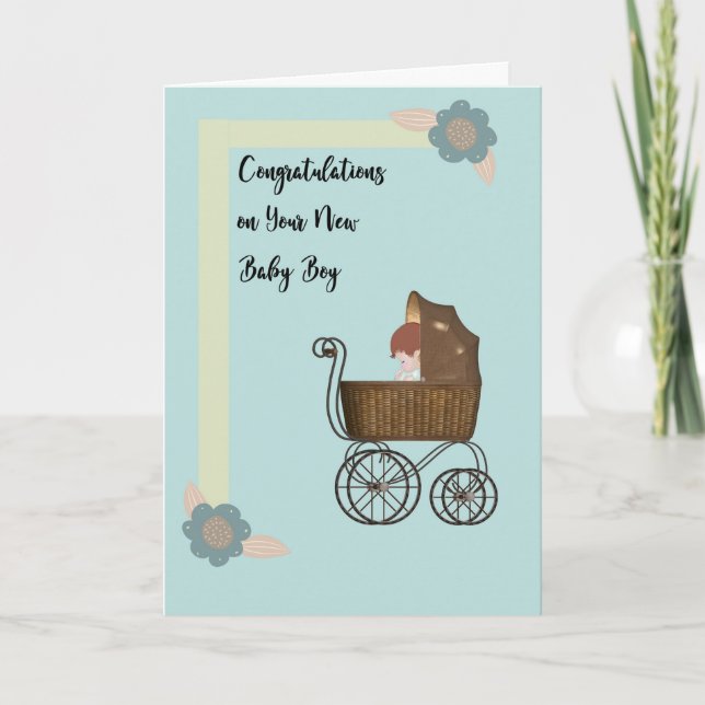 Carte de félicitations pour le nouveau bébé garçon (Devant)