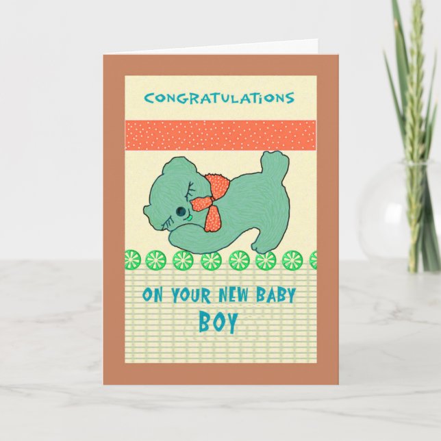 Carte de félicitations pour le nouveau bébé garçon (Devant)
