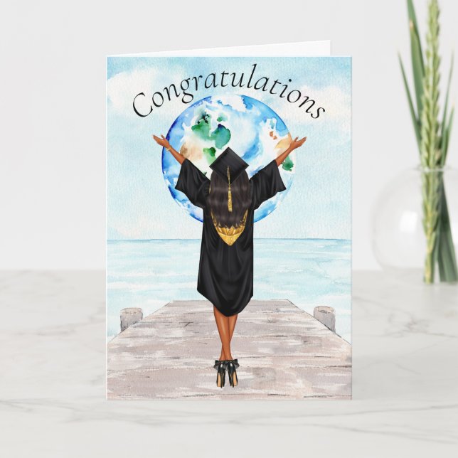 Carte de félicitations pour les diplômés afro-amér (Devant)
