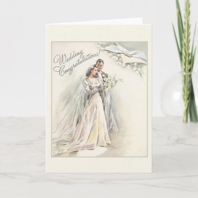 Carte de félicitations pour mariage vintage (Devant)