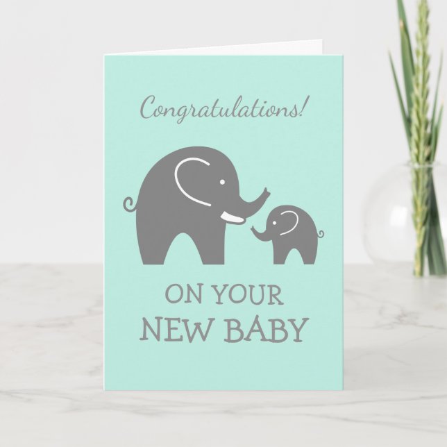 Carte de félicitations pour nouveau bébé garçon ou (Devant)