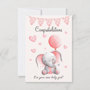 Carte de félicitations pour petite fille d'éléphan