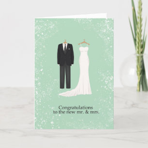 Carte de félicitations pour tenue de mariage et te