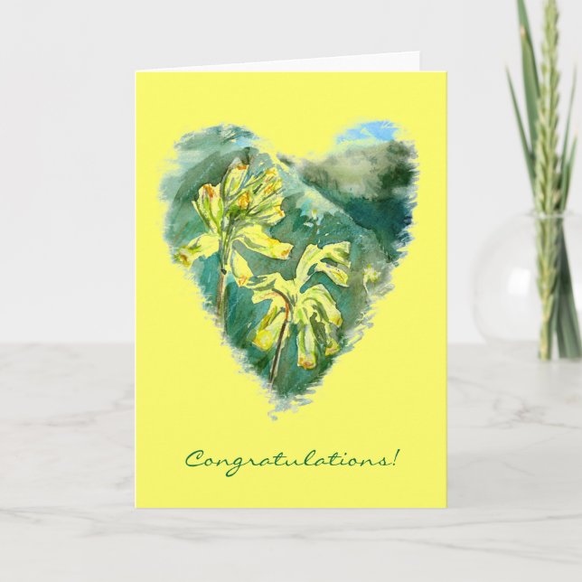 carte de félicitations Primula veris Green Heart (Devant)
