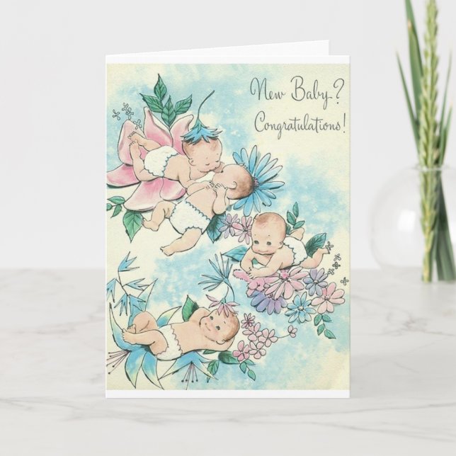 Carte de félicitations Retro New Baby (Devant)