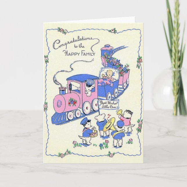 Carte de félicitations Retro New Baby (Devant)