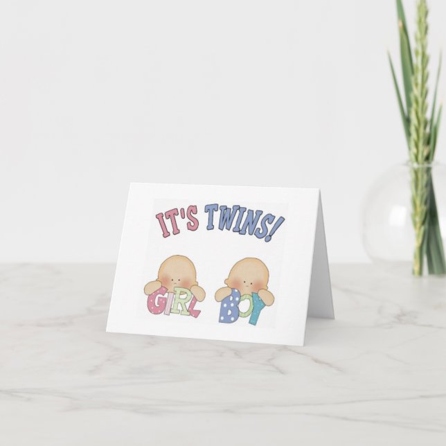 Carte de félicitations - Ses jumeaux fille et garç (Devant)