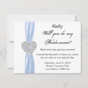 Carte de femme de Mariage Diamond Heart Blue