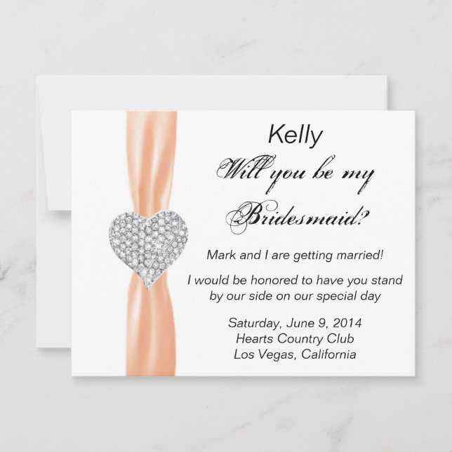 Carte de femme de Mariage Diamond Heart Orange (Devant)