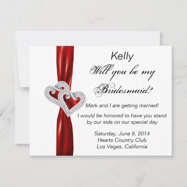 Carte de femme de Mariage Diamond Heart Red (Devant)