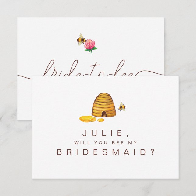 Carte de femme de ménage de la mariée à abeille (Devant / Derrière)