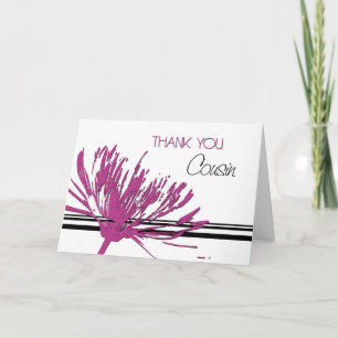 Carte de femme de Merci Pink Black Flower