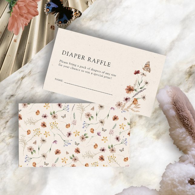 Carte de fermeture à rabat floral (Boho Floral Diaper Raffle Enclosure Card with Butterfly by Painted Paperie
)