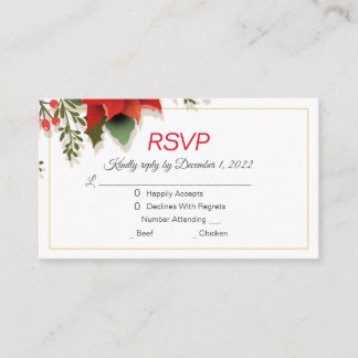 Carte de fermeture de Noël Poinsettia Mariage RSVP