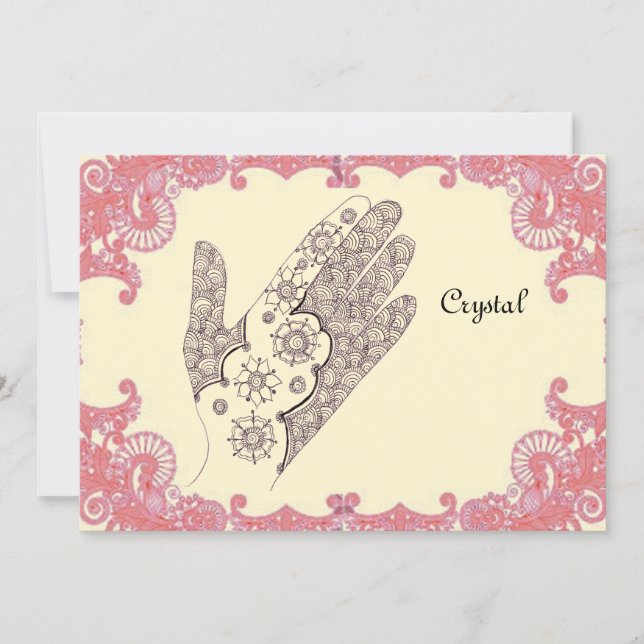 carte de fête au henné pour les mains (Devant)