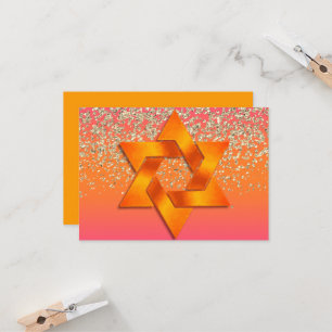 Carte de fête Bat Mitzvah ombrée rose orange