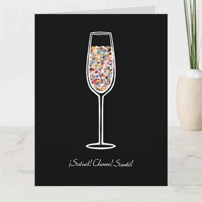 Carte de fête Confetti Champagne Glass (Devant)