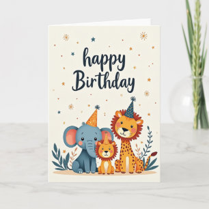Carte de fête d'animaux enchanteuse