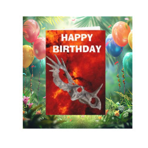 Carte de fête d'anniversaire de Dinosaur crâne