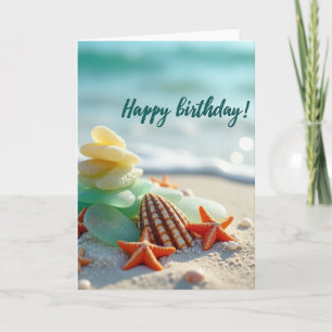Carte de fête d'anniversaire douce aux coquillages