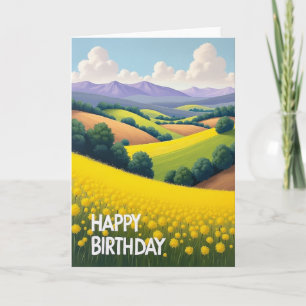 Carte de Fête d'Anniversaire Florale de Prairie