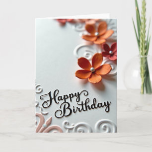 Carte de Fête d'Anniversaire Florale Raffinée